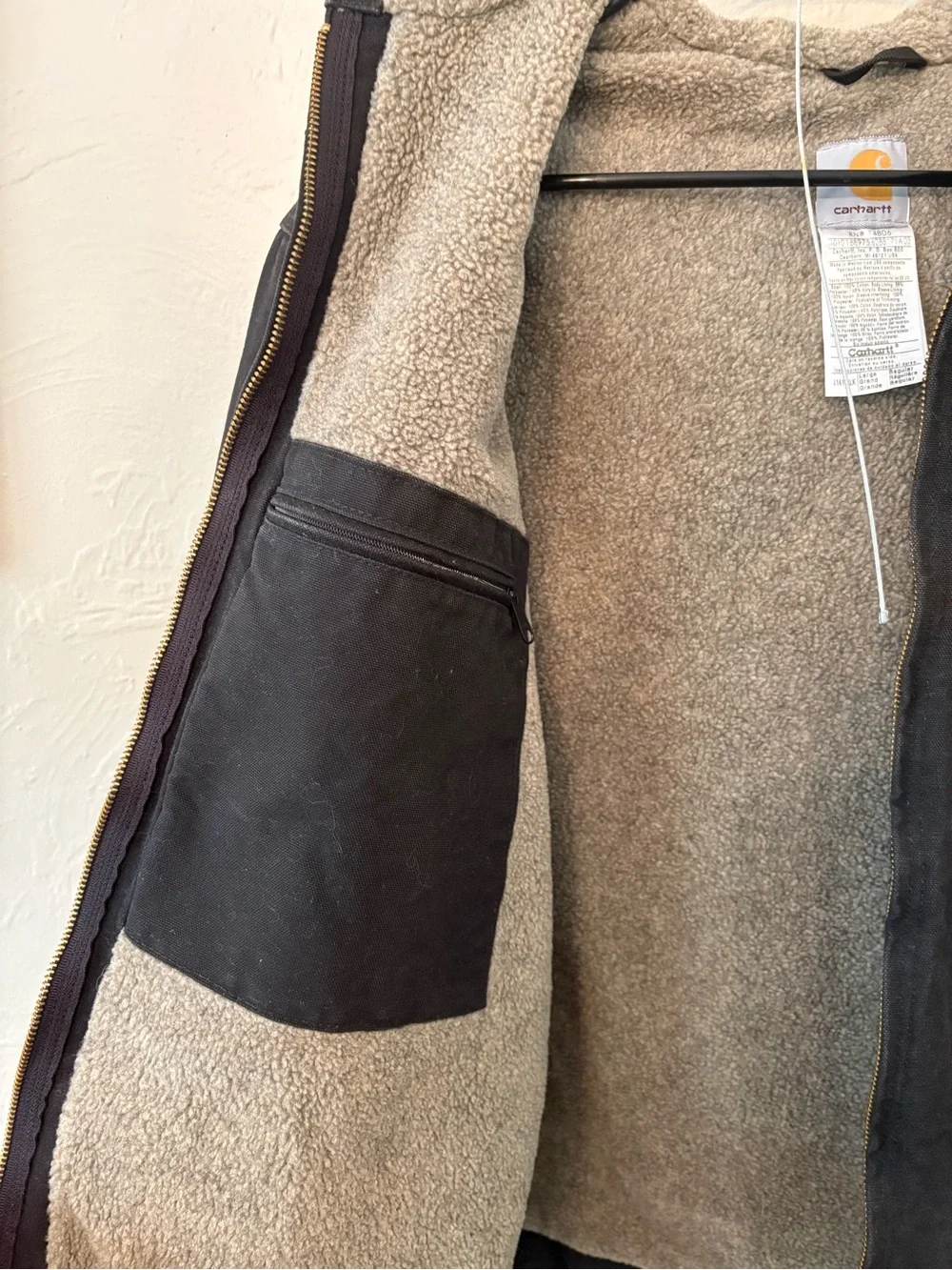 Carhartt Black Hooded Sherpa-Lined Work Jacket